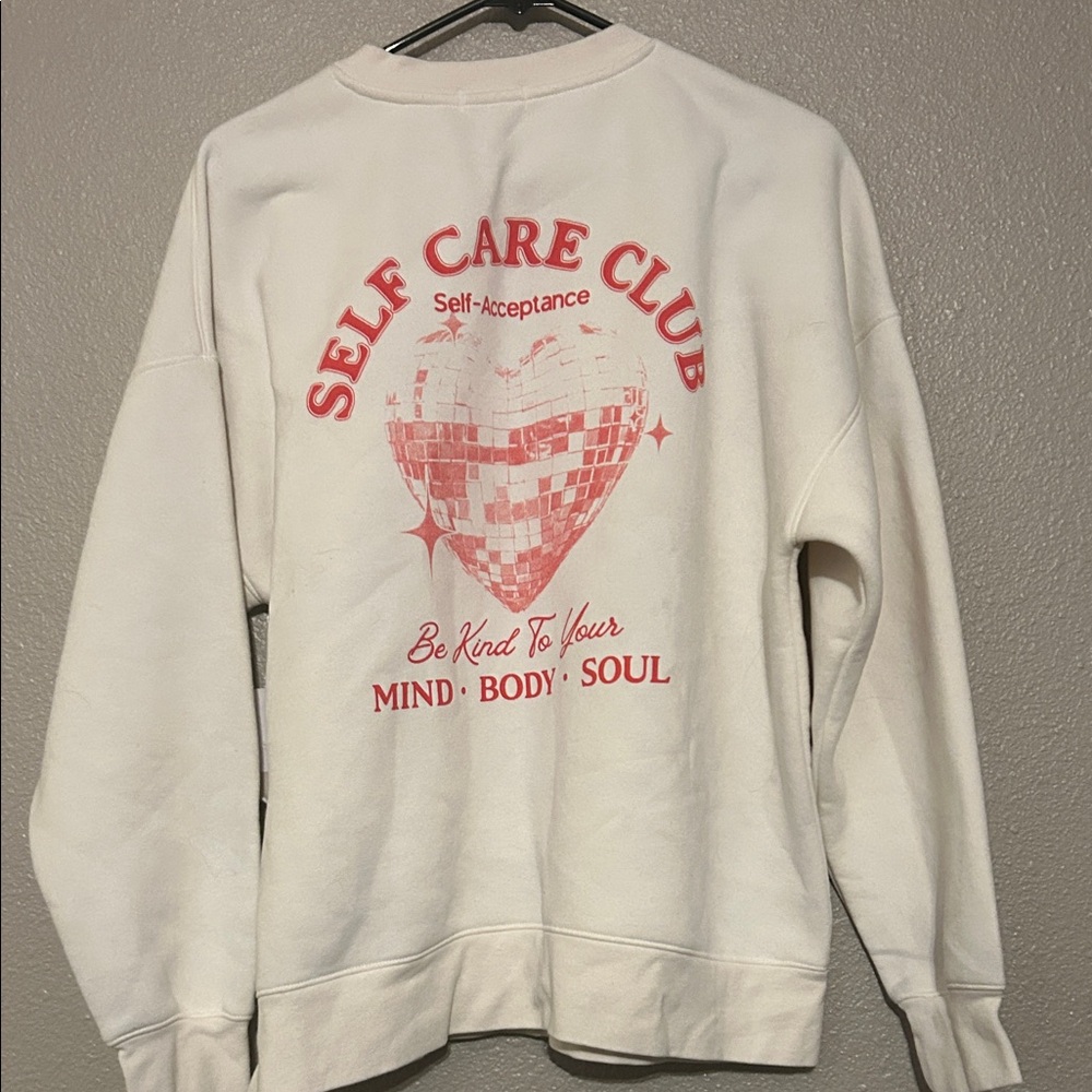 BP White and Pink Self Care Club Women's Sweater